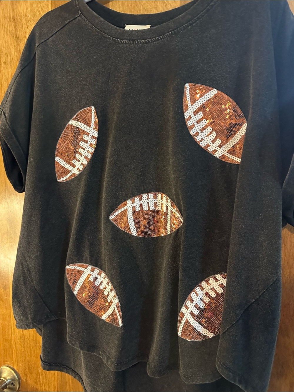 BiBi Tee with Sequin Football Appliqués